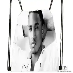 Пользовательские Trey-Songz-Атлантическом Drawstring сумка-рюкзак для парня девушку милый рюкзак детский Ранец (черный назад) 31x40 см #20180611-03-149