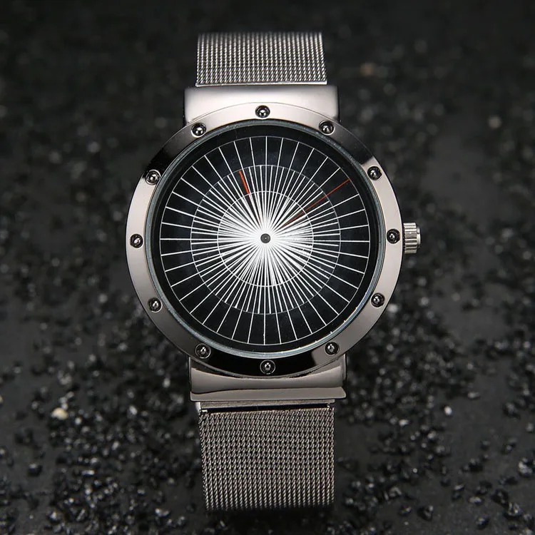 Модные брендовые мужские часы с сетчатым стальным ремешком, вращающиеся кварцевые мужские часы, популярные повседневные спортивные часы, Relojes Hombre