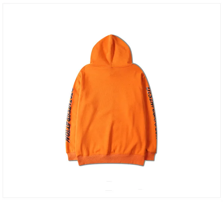 Fashion Chic Mens Hoodies And Sweatshirts Hip Hop Astronaut Print Orange Skateboard Sweatshirt High Street Harajuku Hoodie Men