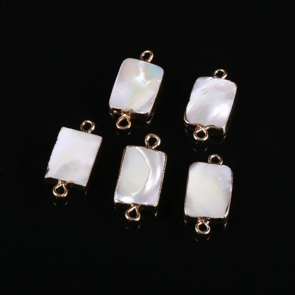 

Natural Square Shell Pearl Double Hole Connector Diy Beads Accessories For Jewelry Making11*22