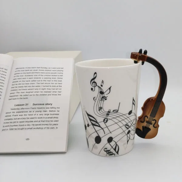 Hot Personality Music Blue Guitar Electric B Black Note Hot Personality Music Blue Guitar Electric B Black Note Porcelain Coffee Milk Tea Water Cups Mugs With Box Betty Cup In From Home Garden On