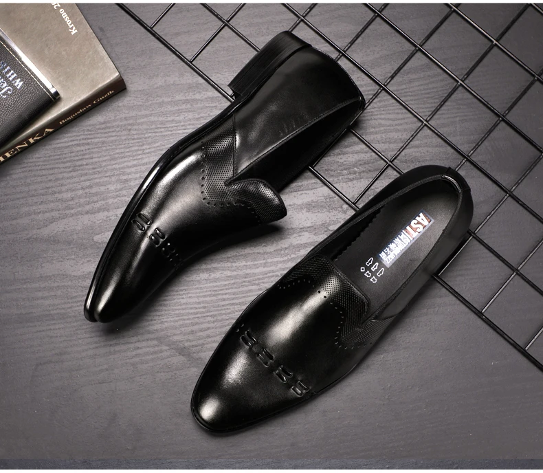 Men's Leather Casual Shoes Formal Oxfords Shoe Moccasins Men's Leather Brand Casual Genuine Leather Shoes Men 2018 Brogue Shoe   (4)