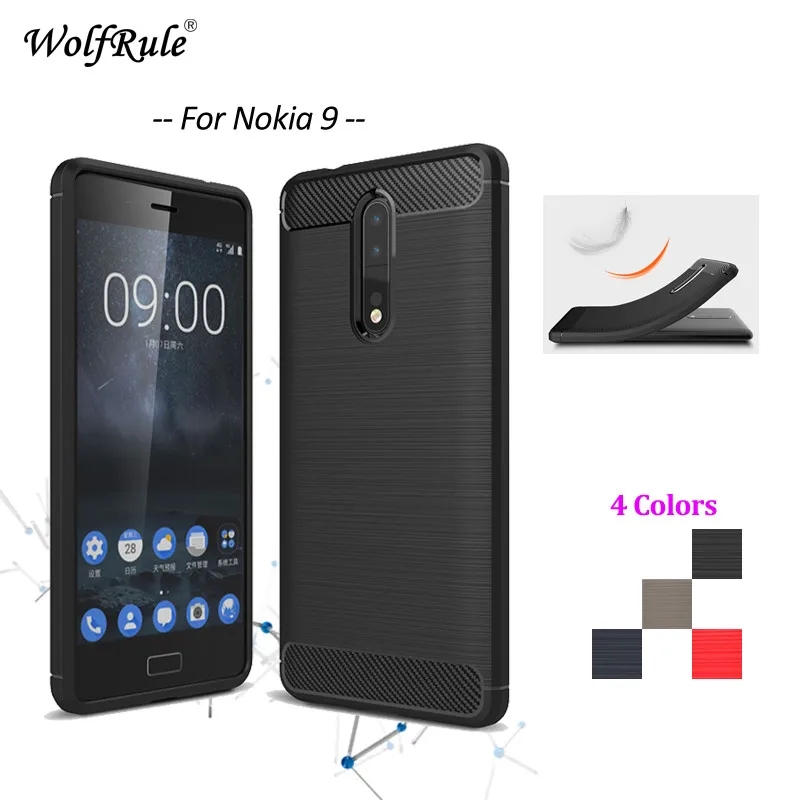 WolfRule Case sFor Nokia 9 Cover Shockproof Soft TPU Brushed For Nokia9 Protective Fundas 5.5'' | Мобильные телефоны и