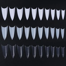 500 шт остроконечные французские половинчатые кончики для ногтей 10 размеров, чистые белые натуральные кончики для дизайна ногтей, инструменты для маникюра
