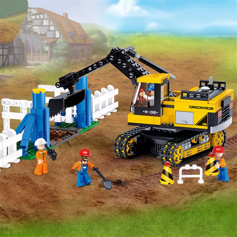 City Engineering Truck Excavator Forklift Creative Building Blocks Sets Compatible LegoINGs Bricks Educational Toys for Children