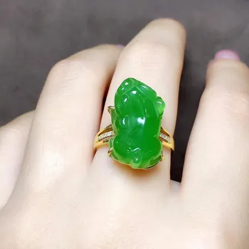 

the best old material 18k gold inlaid nephrite jasper ring