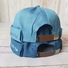 Джинсовая Шляпа без козырьков в стиле ретро с черепом шапки бини шляпа Женская Хлопковая шапочка летняя женская мужская синяя летние шапочки без полей для женщин