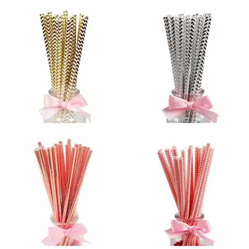 

2400pack Foil Gold Silver stripe Paper Straws Wedding Favors Star Drinking Straws Birthday Party Decoration Kids Party Supplies