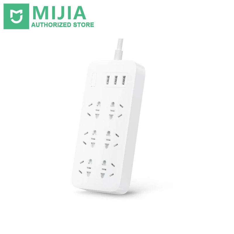 Tanie 100% oryginalny Xiao mi mi jia mi listwa zasilająca 2A szybkie ładowanie 3 USB przedłużacz z dodatkowymi gniazdami 6 standardowych gniazd adapter ue