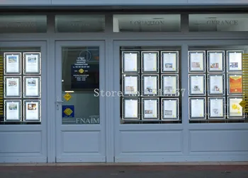 

REAL ESTATE SHOP LED WINDOW DISPLAY POSTER FRAMES A4 VERTICAL CABLE WIRE HANGING LIGHT POCKET-SINGLE SIDED A4 LIGHT BOX