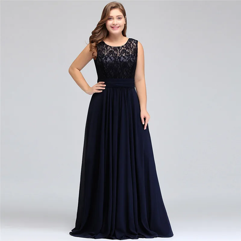 Шифоновое длинное вечернее платье с глубоким круглым декольте вечернее платье без рукавов robe de soiree - Цвет: Navy Blue