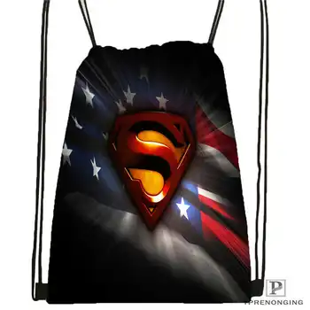 

Custom Superman Drawstring Backpack Bag Cute Daypack Kids Satchel (Black Back) 31x40cm#180612-02-9