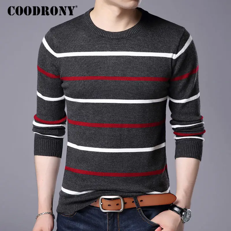 COODRONY س الرقبة البلوز الرجال العلامة التجارية الملابس 2019 الخريف الشتاء جديد وصول الكشمير رداء علوي من الصوف الرجال عارضة مخطط سحب الرجال 152