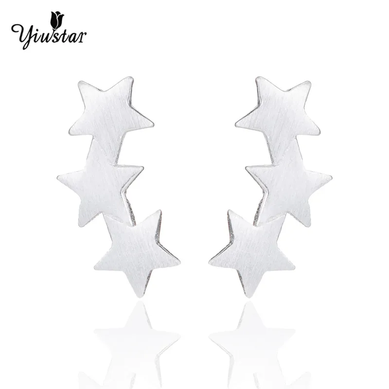 

yiustar 10pairs/lot Womens Fashion Earrings 3 Star Men Teens Stud Earrings Wedding For Women Gift Drop shipping