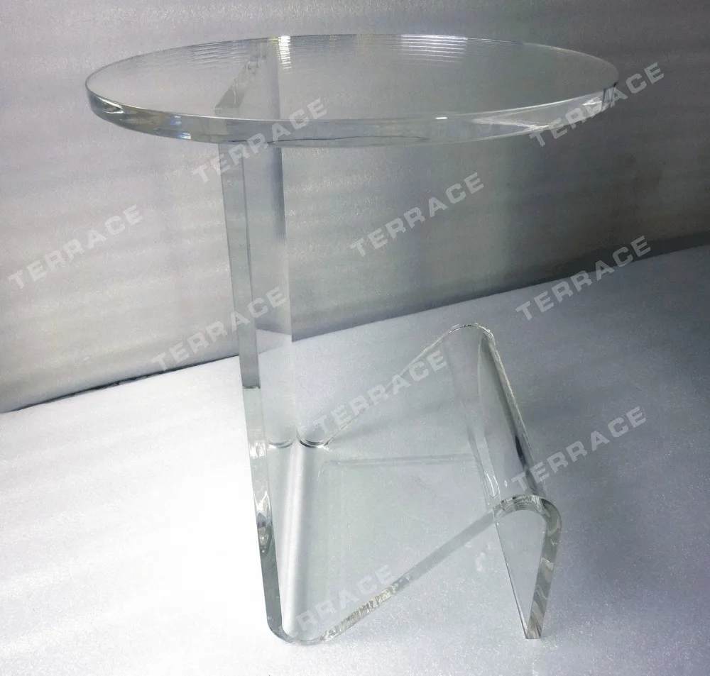 Round Top Lucite Acrylic coffee tea table with magazine rack for living room