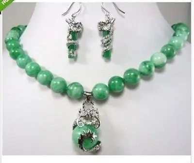 

beautiful color green jade dragon pendant necklace earring set>AAA 18K GP Plated gold Bridal wide watch wings queen JEWE