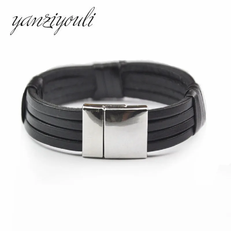 

2016 Fashion Men Jewelry Multilayer Genuine Leather Charm Bracelet Wristbands Braided Rope Men Bracelets Bangles Free Shipping