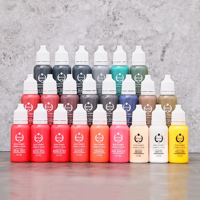 

1/2 OZ/Bottle Tattoo Ink Pigment For Permanent Makeup Eyebrow Eyeliner Lip Body Tattoo Art 23 Colors Beauty Tools Free shipping