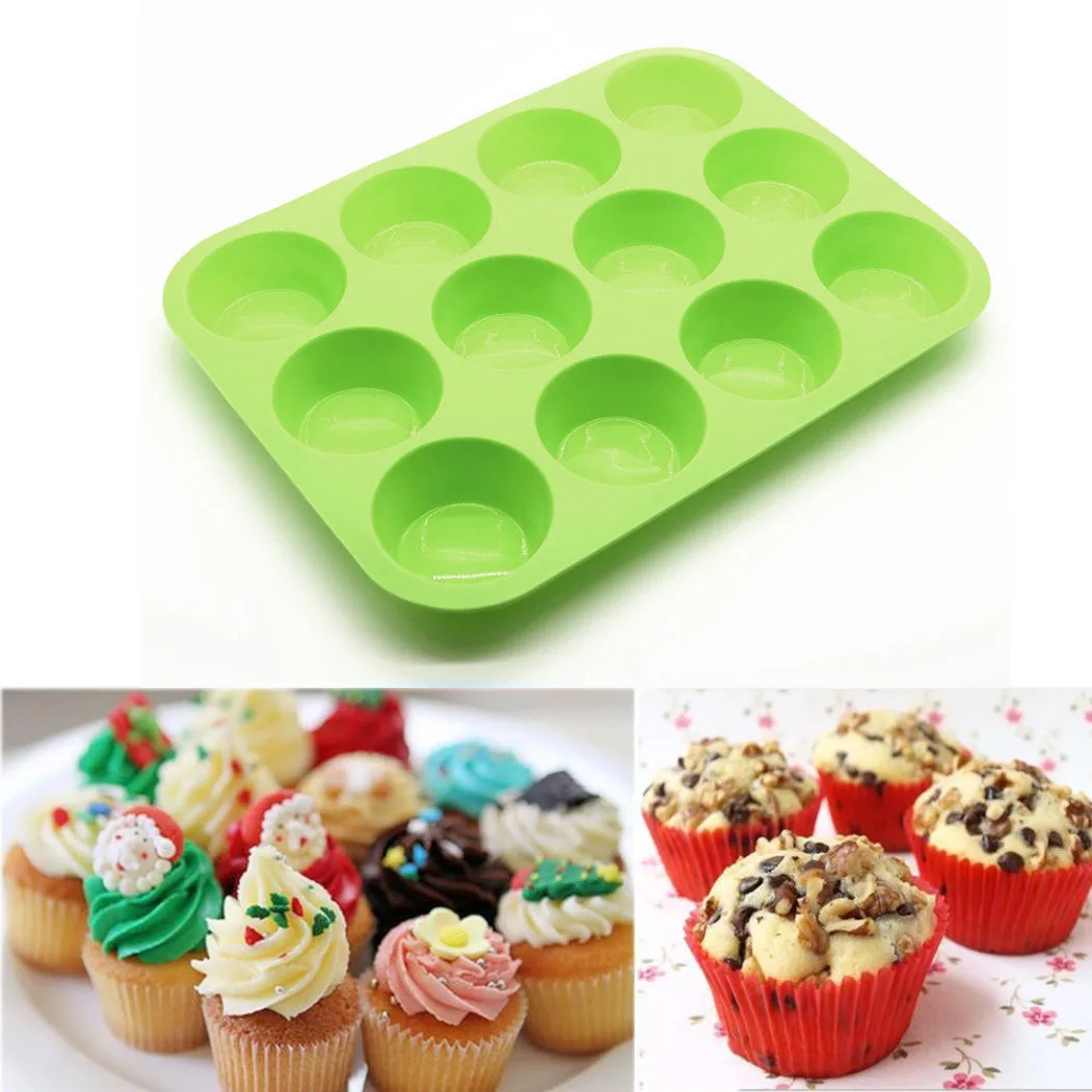 

12 Cup Silicone Muffin Cupcake Baking Pan Non Stick Dishwasher Microwave Safe