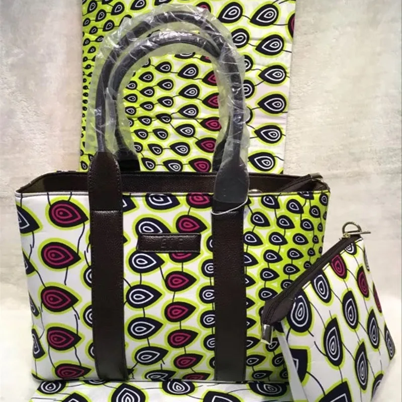 ФОТО New Arrival Africa Printed Cotton Material Handbag And Wax Fabric Set Fashion Woman Shopping Shoulder Bag Free Shipping DF-410