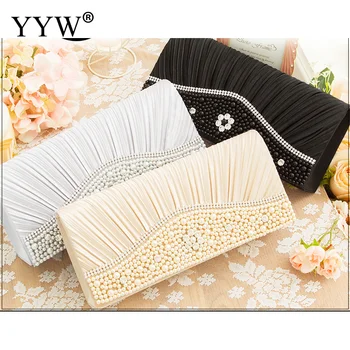

Bling Shining Pearl Elegant Women Evening Clutch Bag Solid Handbag Shoulder Chain Lady Bridal for Wedding Banquet Party Ball