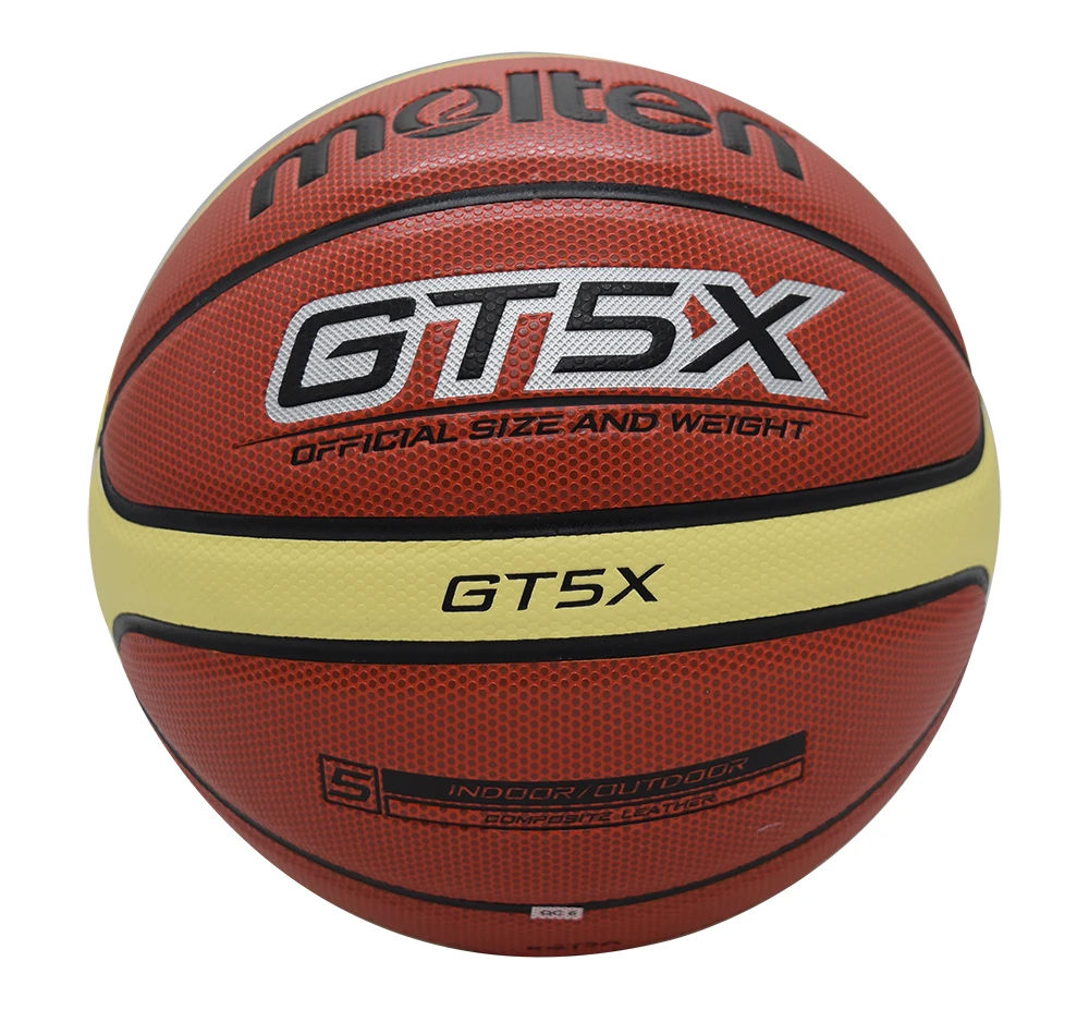 Расплавленный Баскетбольный мяч GT5X BGT5X новые высококачественные из натуральной расплавленной искусственной кожи официальный размер 5 для внутреннего баскетбола