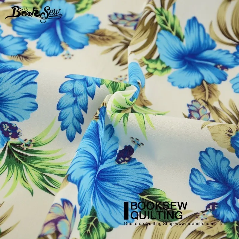 Booksew Cotton Poplin Fabric High Quality Home Textile Fat Quarter Meter Dress Printed Blue Flora Quilting Bedding Set Shirt