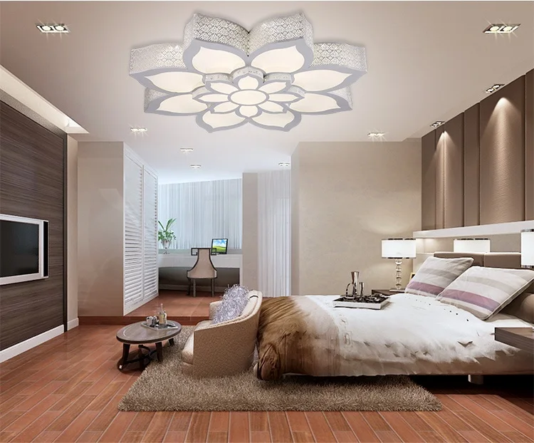 Us 100 11 29 Off Fancy Iron Romantic Individuality Living Room Light Led Ceiling Lamp Bedroom Study Lotus Lantern Ceiling Lights Ac110 240v In
