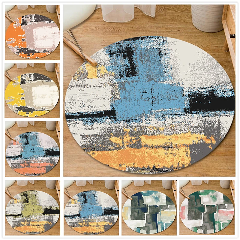 

Nordic Abstract Round Carpets Bedroom Living Room Floor Rug Kids Mat Coffee Table Computer Chair Mats Chair Cushion Rugs