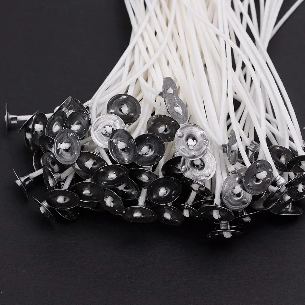 100Pcs Candle Wicks Cotton Core Pre Waxed With Sustainers For Candle-Making