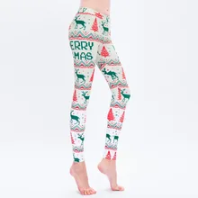 Global Holiday Christmas Leggings Santa Claus Tree Printed Slim Low Waist Workout Fitness Family Gift Leggings