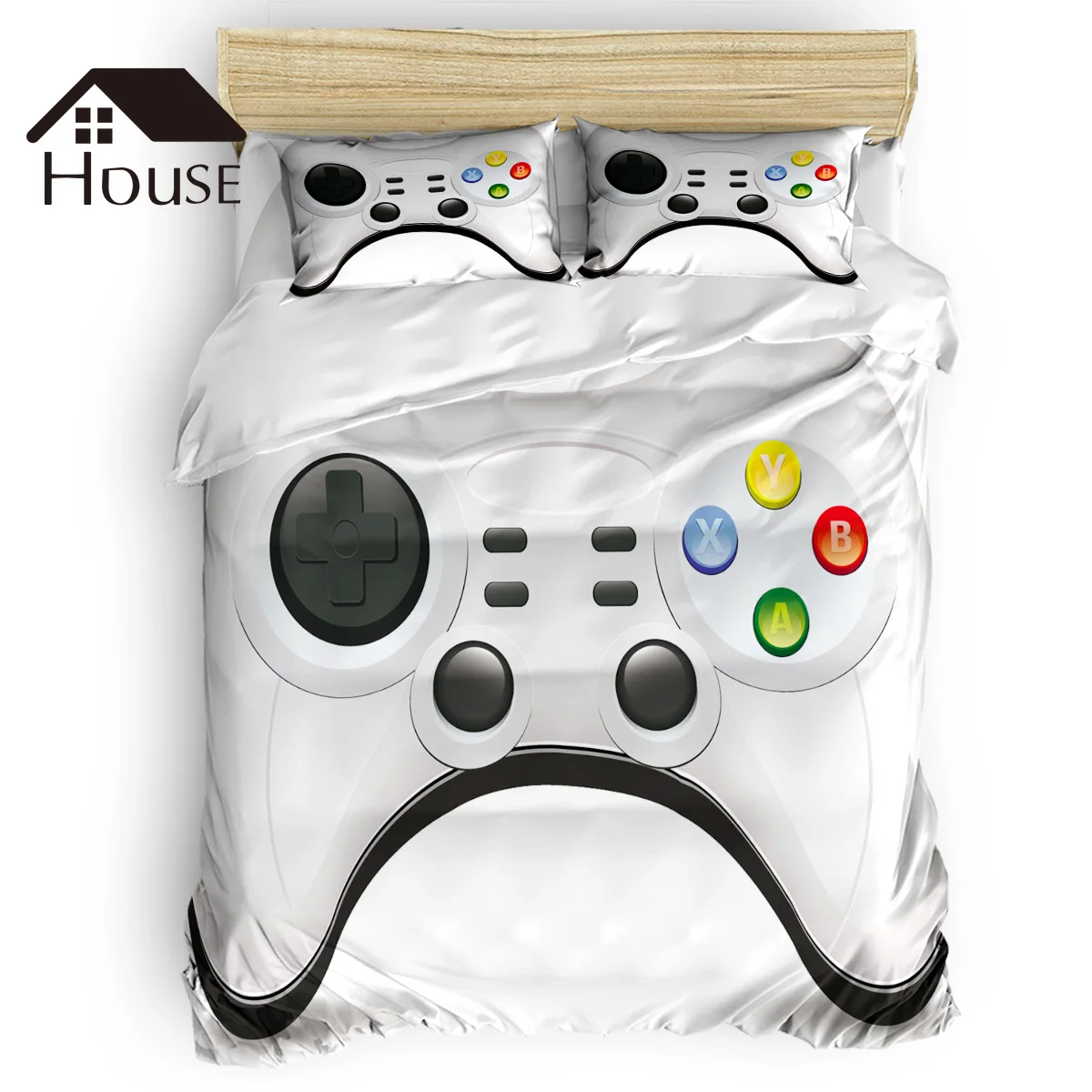

BIGHOUSES Duvet Cover Set Button Gamepad Keyboard Electronic Entertainment Duvet Cover 4 Piece Bedding Set