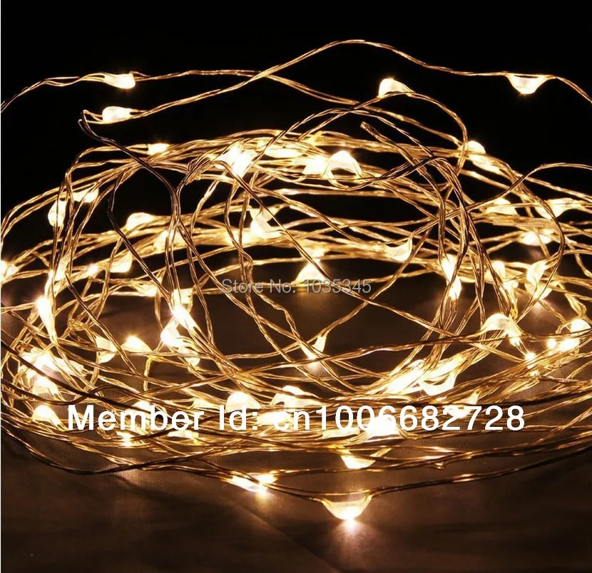 33Ft 10 м 100LED Медный провод строки Фея светильники для открытых Рождество Свадебная вечеринка Декор, работающего на постоянном токе 12 В в Мощно...