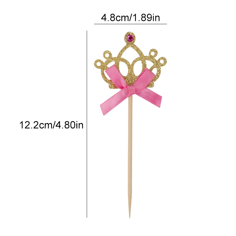 10pcs Gold/silver Cupcake Toppers Princess Crown Cake Toppers 1st Birthday Decoration Kids Baby Shower Girl Party Decoration