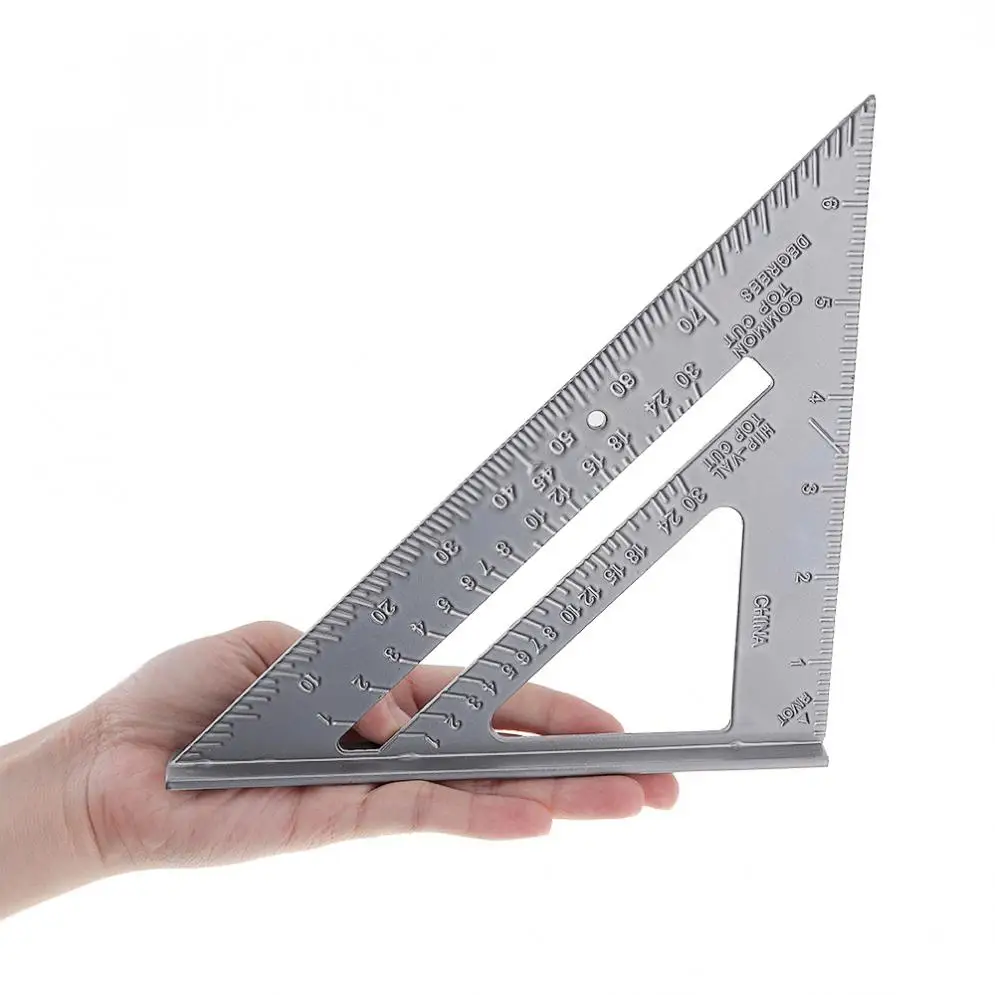 7 Inch Aluminium Alloy Right Angle Triangle Ruler with 0.1 Accuracy and 1  Scale Value for Industrial Measurement