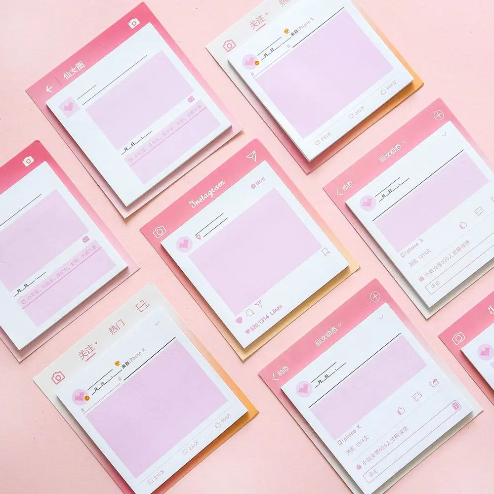 

Ins Pink Love Heart Self-Adhesive Memo Pad Sticky Notes Bookmark School Office Supply