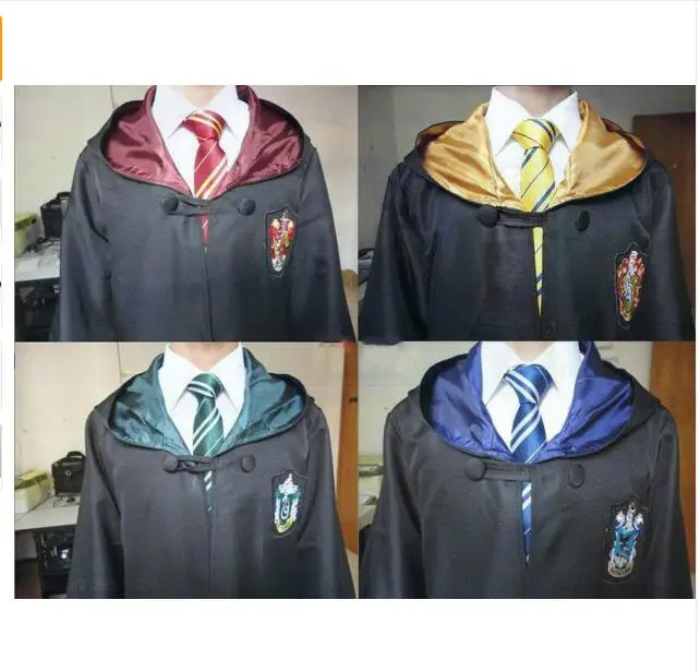 

Best gift drop shipping harri potter Robe Cape Cloak Gryffindor Slytherin Ravenclaw Hufflepuff Robe Cosplay Costumes Kids Adult