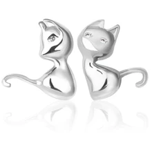 Большая скидка романтическая милая форма кошки 925 пробы серебряные серьги-гвоздики ювелирные изделия для женщин
