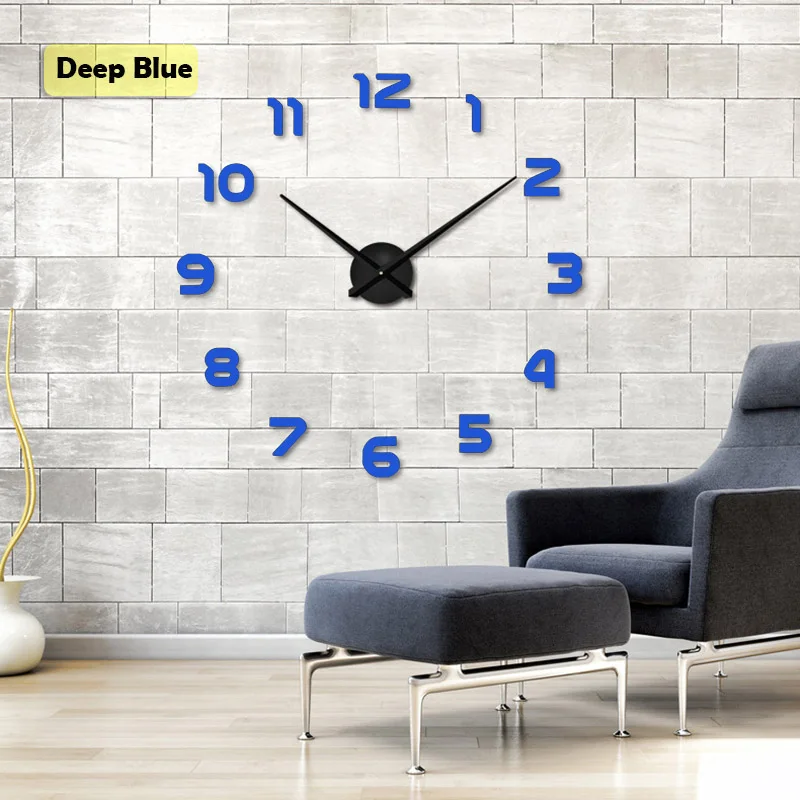Часы Часы Настенные Часы Horloge 3d Diy Акриловое Зеркало Наклейки Украшения Дома Гостиная Кварцевые Иглы - Цвет: blue