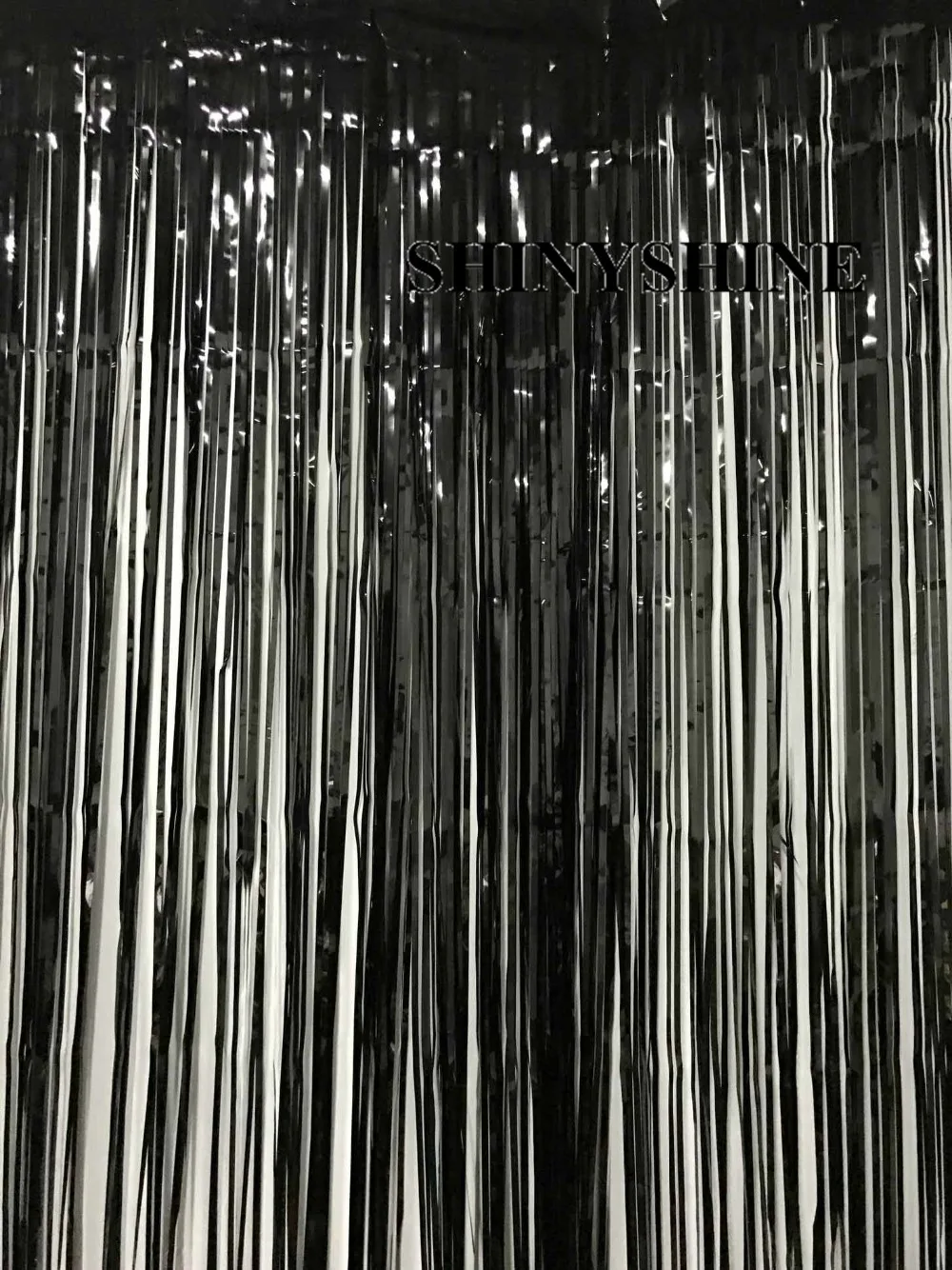 2 Packs Black Foil Fringe Tinsel Backdrop Curtain Tassel Garlands