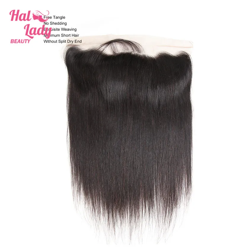 13X4 Ear to Ear Lace Frontal with Baby Hair preplucked Free Part Brazilian Straight Non-Remy Hair Closure 1B