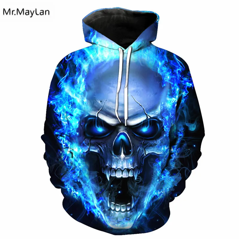

Mr.MayLan Creative New Brand 3D Print Blue Skulls Hoodies Unisex Pullovers Hipster Casual Man Pullover Hooded Sweatshirts Jacket