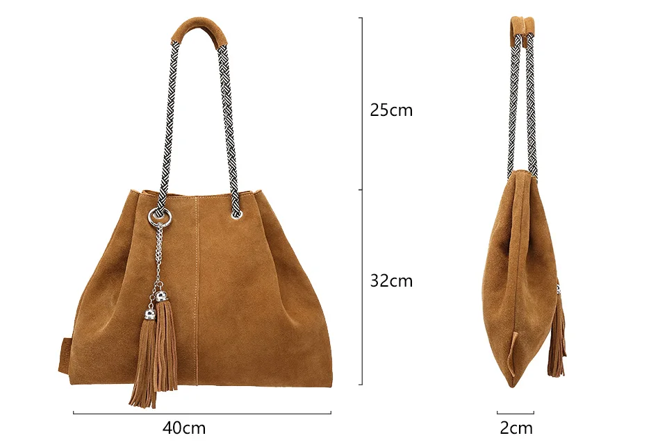 Aminou известная женская сумка-тоут, Женская Повседневная натуральная кожа, сумки для женщин, сумка через плечо с кисточкой, сумка-мешок, сумки на плечо