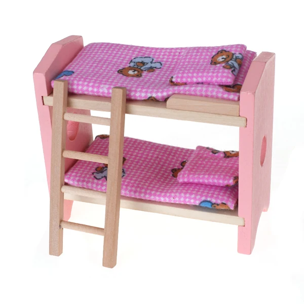 1:12 Scale Doll House Furniture Wooden Miniature Baby Nursery Room Crib Chair Bed Kids Children Gift Pretend Play Toys Pink