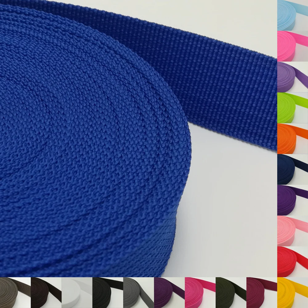 

25mm Webbing 45yards Colored 50 Color Available polypropylene webbing strap for Bag Sewing Belt Webbing Strapping braided strap