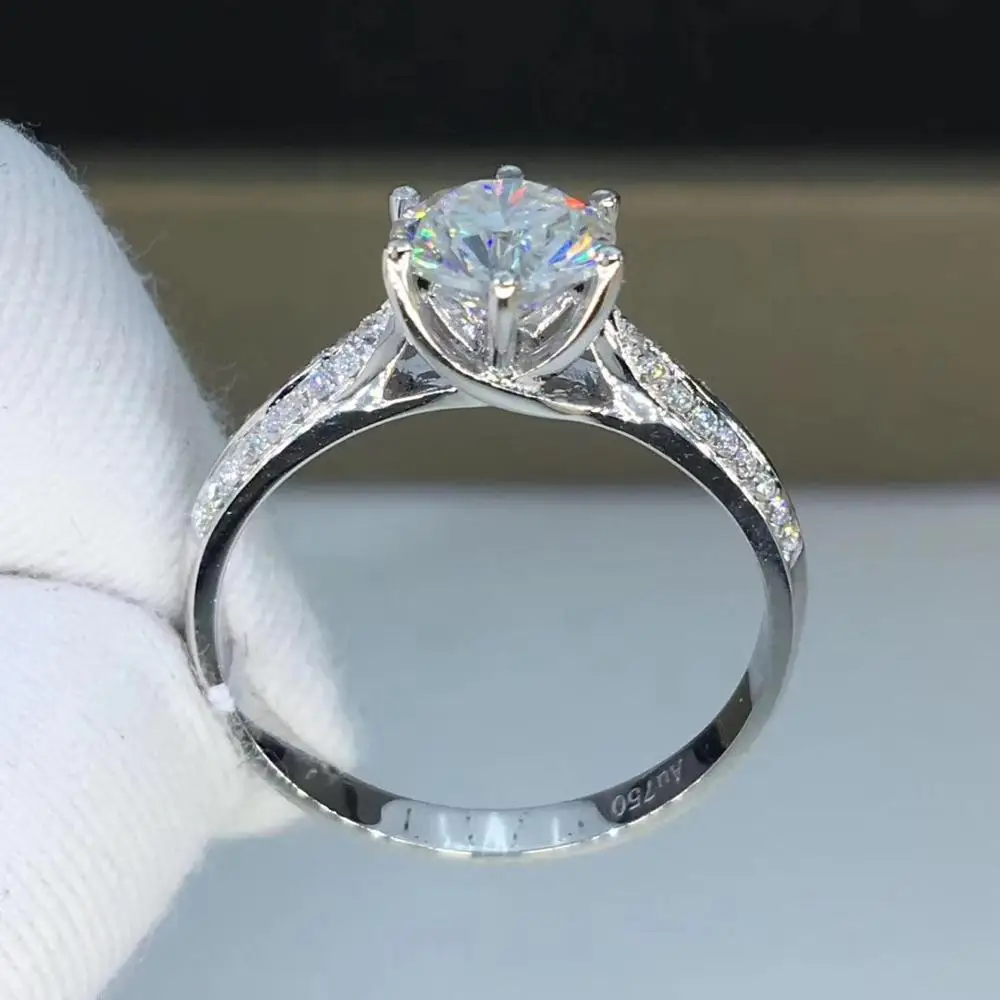 US $525.00 Round White Gold Moissanite Ring 1ct 650mm D VVS Luxury Moissanite Weding Ring for Women