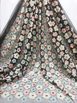 

NEW High Quality 2019 Tulle sequins Beaded French Nigerian Lace Fabrics Pearls Embroidered Guipure African 3d Lace Fabric