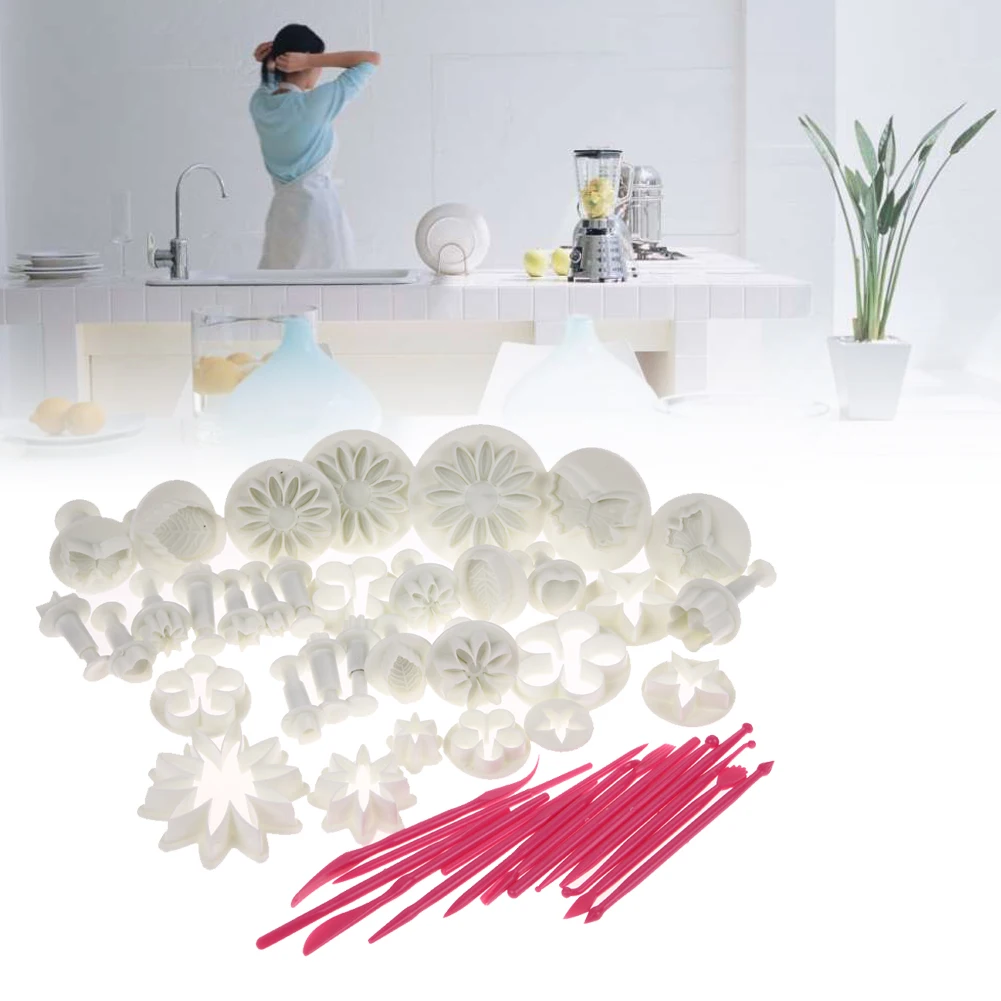 

47 Pcs/Sets DIY Sugar Craft Cake Decorating Fondant Icing Plunger Tools Cookie Mold Mould With Food Grade Plastic High Quality