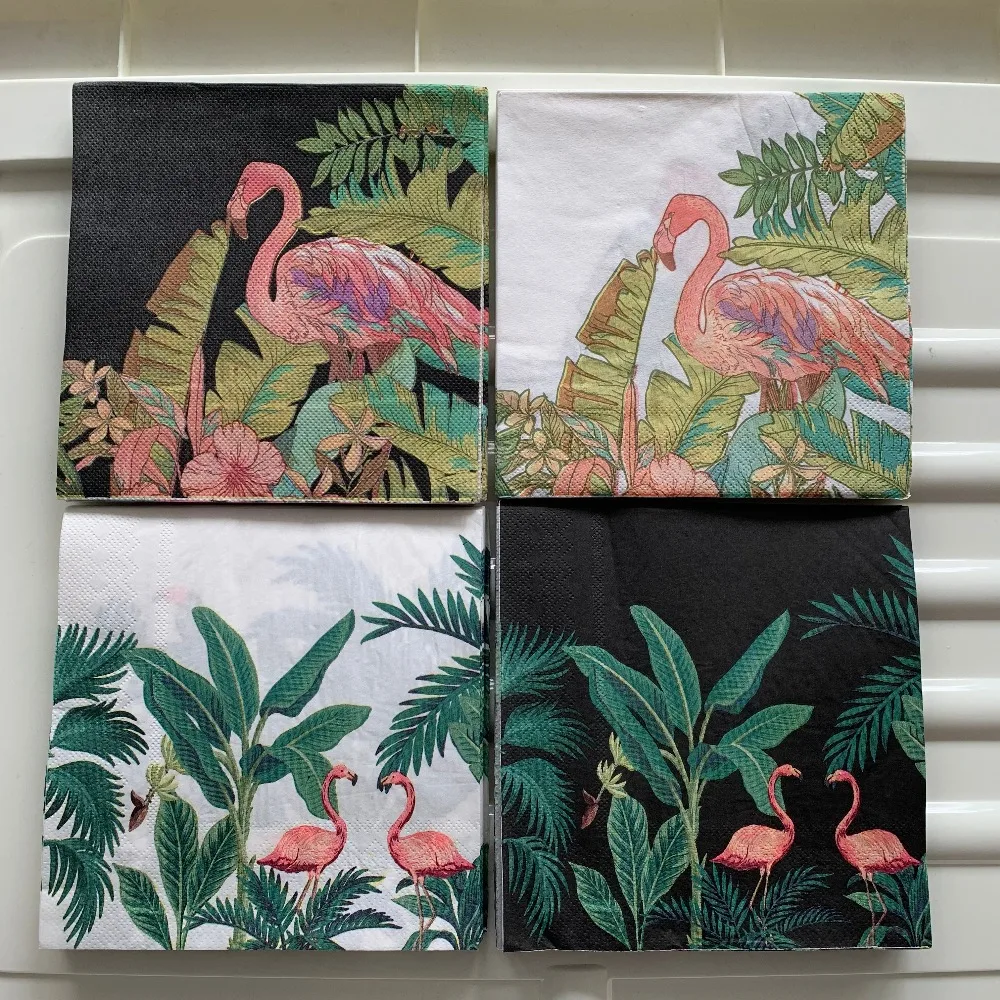 Бумажная салфетка Decoupage элегантная винтажное полотенце белый черный пальмовый