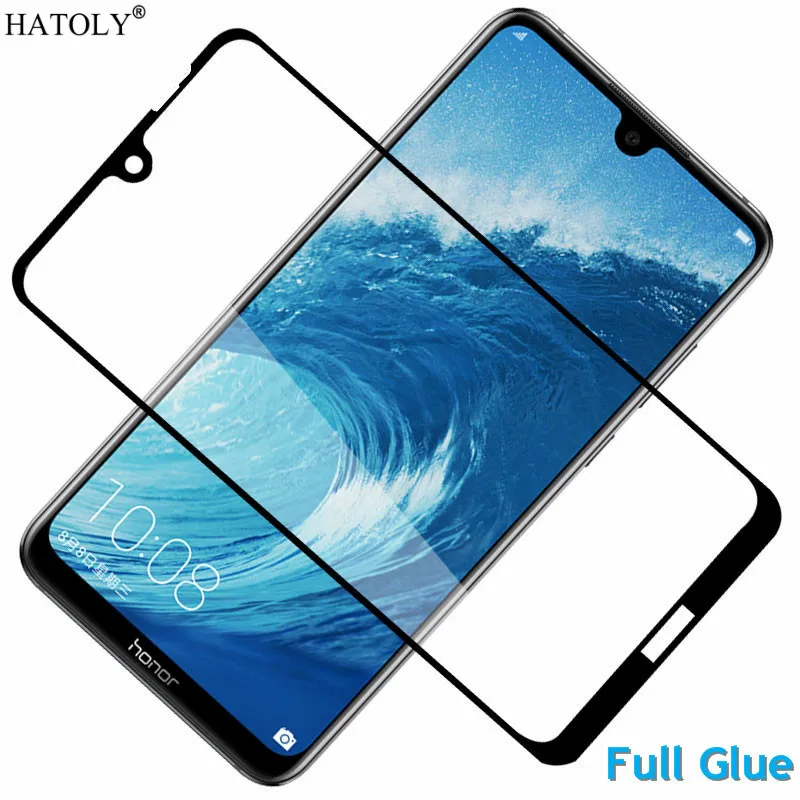 Закаленное стекло с полным клеем для huawei Y6 2019 защита экрана Honor 8A 9H полное